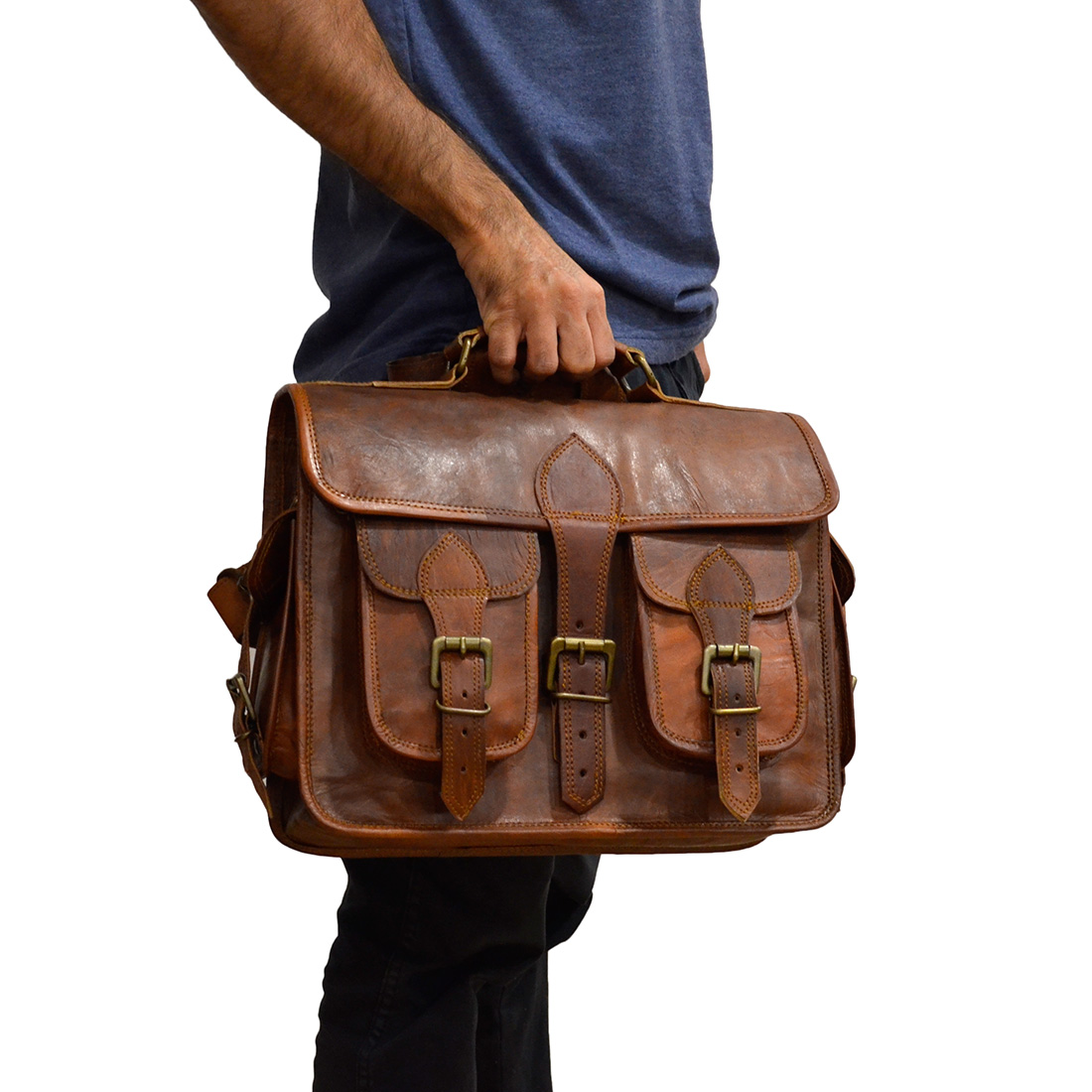 Vintage Genuine  Leather Briefcase Camera Lens DSLR Sony Canon Nikon Bag